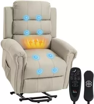 HomCom Massagesessel mit Aufstehhilfe, elektrisch, Vibrationsmassage, Liegefunktion