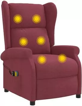 vidaXL Wing Back elektrischer Massagesessel, Stoff, weinrot (3460293)