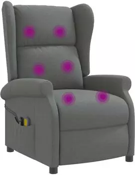 vidaXL Wing Back Massagesessel elektrisch, dunkelgrau, Stoff (3460291)