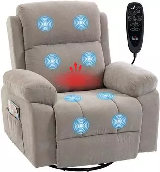 HomCom Relaxsessel mit Vibrationsmassage und Wärme, Chenille-Optik, beige
