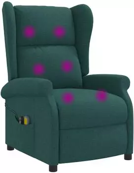 vidaXL Wing Back elektrischer Massagesessel, Stoff, dunkelgr&uuml;n (3460296)