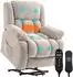HomCom Fernsehsessel mit Aufstehhilfe, Massagefunktion, Wärmefunktion, beige