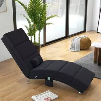 HomCom Massagesessel mit Liegefunktion, 5 Massagemodi, W&auml;rmefunktion, schwarz (56x84x168cm)