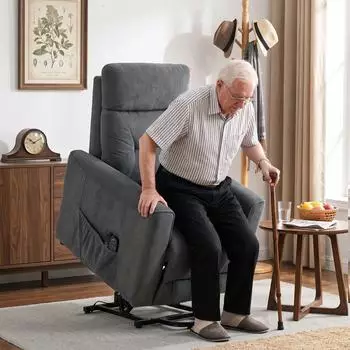 HomCom Elektrischer Relaxsessel mit Aufstehhilfe, Massage & W&auml;rme, dunkelgrau