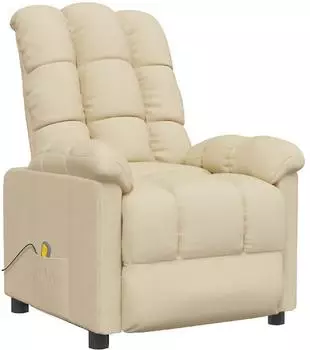vidaXL Massagesessel mit Vibrationsmassage, Stoff, creme