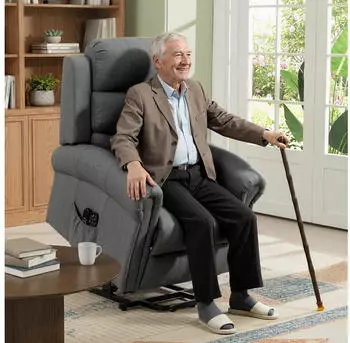 HomCom Massagesessel mit Aufstehhilfe, elektrisch, Neigefunktion, grau (700-095V92GY)