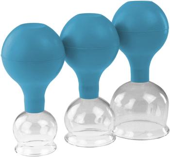 PULOX Schröpfgläser Set aus Echtglas diverse Größen und Farben (3er Set Groß, Blau)
