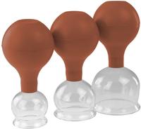 Pulox Schr&ouml;pfgl&auml;ser aus Echtglas mit Saugball - Set Trio gro&szlig; in Braun: 40mm,