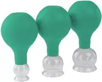 Pulox Schr&ouml;pfgl&auml;ser aus Echtglas mit Saugball - Set Trio klein in Gr&uuml;n: 25mm,