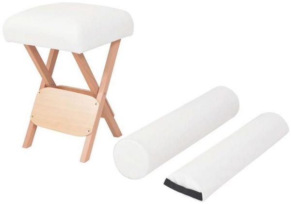 vidaXL Massage-Klapphocker mit 12 cm Dickem Sitz und 2 Nackenrollen Weiß