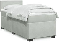 vidaXL Boxspringbett mit Matratze Hellgrau 100x200 cm Samt