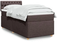 vidaXL Boxspringbett mit Matratze Dunkelbraun 100x200 cm Stoff