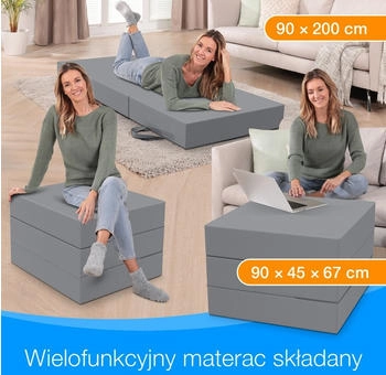 Eloneo Klappmatratze 90x200x15cm grau (24407) – Optimaler Schlafkomfort für Rückenschläfer mit durchdachtem Design