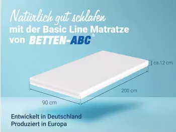 Betten-ABC Basic-Line Kaltschaummatratze 90x200cm, H3, Aloe Vera-Bezug