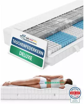AM Qualit&auml;tsmatratzen 3D Deluxe Taschenfederkernmatratze 7-Zonen H2 100x200cm 24cm (3D Deluxe)
