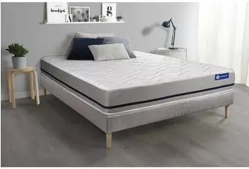 Actisom Actimemo Soft Matratzen-Set 180x200cm Viskoschaum 3 Komfortzonen + Lattenrost, Grau (Actimemo Soft)