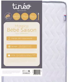 Tinéo Saison Babymatratze 60x120x11cm, 2-seitig Sommer/Winter, 20kg/m3 (496115)