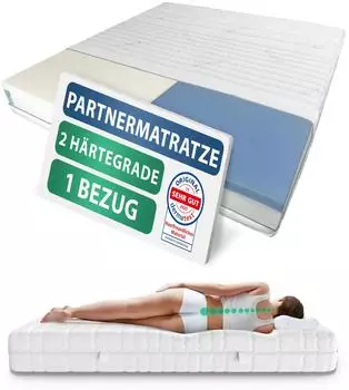 AM Qualit&auml;tsmatratzen Premium 7-Zonen Partnermatratze Taschenfederkern H1/H2 160x200cm 24cm