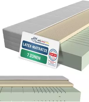 AM Qualit&auml;tsmatratzen 7-Zonen-Latexmatratze 100x200cm H3, Oeko-Tex Standard 100