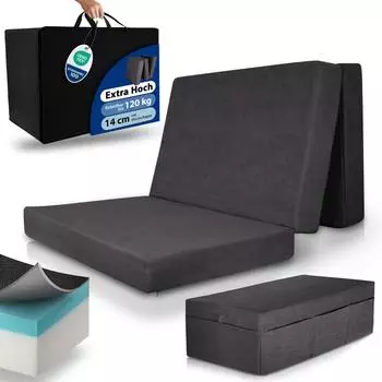 Beautissu Klappmatratze Visco XXL mit Husse 140x200cm, anthrazit (VS95)
