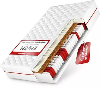 Mirjan24 Fema Taschenfederkernmatratze mit Kokosmatte, 7-Zonen, H2/H3, 18cm