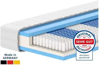 AM Qualit&auml;tsmatratzen Taschenfederkernmatratze 7-Zonen 1000 Federn 90x200cm H5 (24cm)