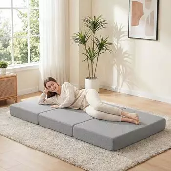 HomCom Klappmatratze 3-fach faltbar 200x90cm, 15cm Gel-Memory-Schaum, waschbarer Bezug
