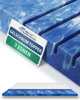 AM Qualitätsmatratzen 7-Zonen Deluxe Gelschaum-Topper 100x200cm mit RG 50