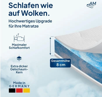 AM Qualit&auml;tsmatratzen Premium Plus Gelschaum-Topper 150x190cm