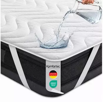 Komfortec Matratzenschoner 200x200cm wasserdicht, atmungsaktiv, Anti-Milben (kmf-mbezug-gesteppt-200x200)