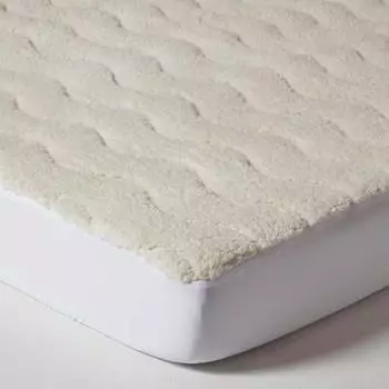 Homescapes Fleece-Matratzentopper 90x190cm, gesteppt, Wei&szlig;