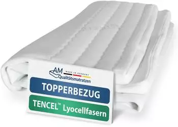 AM Qualit&auml;tsmatratzen Topperbezug Tencel Lyocell 90x190cm 4-6cm Kernh&ouml;he Oeko-TEX