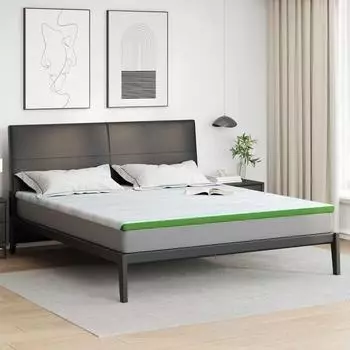 vidaXL Matratzenauflage wei&szlig; und gr&uuml;n 200x200cm Jacquard (4106175)