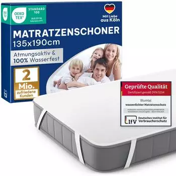 Blumtal Matratzenschoner wasserdicht, atmungsaktiv, 80% Baumwolle, 135x190cm