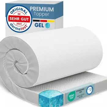 Eloneo Gel-Memory-Schaum Matratzentopper 160x200cm, 8cm, 3D-Netz Bezug