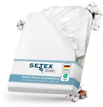 Setex Molton-Köper Matratzenschoner 90x200cm, 100% Baumwolle, weiß (1308 090200 404 002)