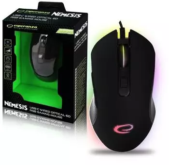 Esperanza Nemesis Gaming-Maus, RGB LED, 6 Tasten, 2400DPI, USB-C (EGM302)