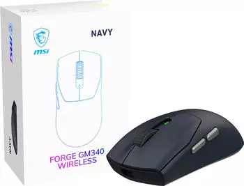 MSI Forge GM340 Wireless Gaming-Maus, kabellos/kabelgebunden, 12000 DPI, navy (GM340)