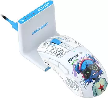 A4Tech Bloody R73 Ultra Duo Wireless Gaming Mouse mit Ladestation, Nyx Mirage, USB (A4TMYS47745)