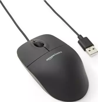 AmazonBasics Optische 3-Tasten Maus schwarz, USB (MSU0939-30)