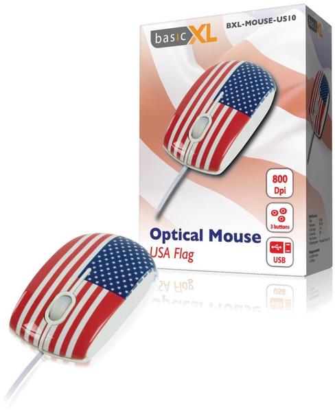 basicXL BasicXL Optical Mouse USA Flag