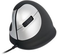 R-Go Maus HE ergonomisch links USB mittel schwarz/silb retail (RGOHELE)