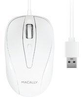 Macally TURBO, MacBook Maus mit 3 Tasten und Scrollrad, optisch mit Kabel, Mouse für USB-A Notebook und Laptop, weiß