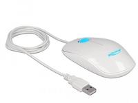 Delock Maus LED Desktop optisch 3-Tasten wei&szlig; USB-A