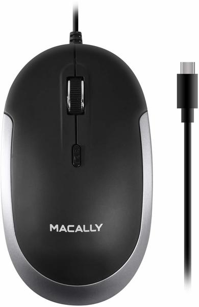 Macally UCDYNAMOUSE, optische silent click Maus mit USB-C, mit Kabel, schwarzspace gray, Mouse mit 3 Tasten, und Scrollrad