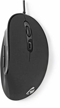 Nedis Kabelgebundene ergonomische Maus (ERGOMSWD100BK) - 3200 dpi, 6 Tasten, Schwarz
