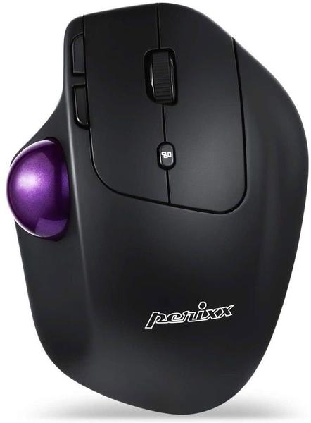 Perixx PERIMICE-720 Kabellose 2.4 GHz und Bluetooth Ergonomische Trackball Maus, Anpassbarer Winkel, 2 DPI Level, Schwarz (PERIMICE-720)