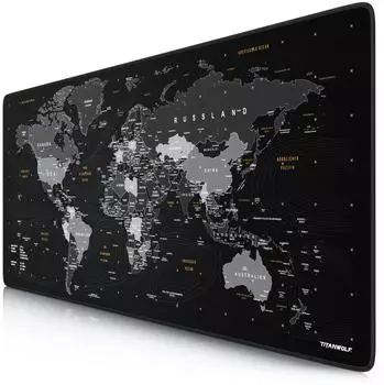 Titanwolf Gaming Mauspad XXL, glattes Gewebe, Weltkarte, 900x400mm