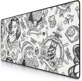 Titanwolf XXL Speed Gaming Mauspad 900x400mm, rutschfest, abwaschbar, Sailor Tattoo (4062861813348)
