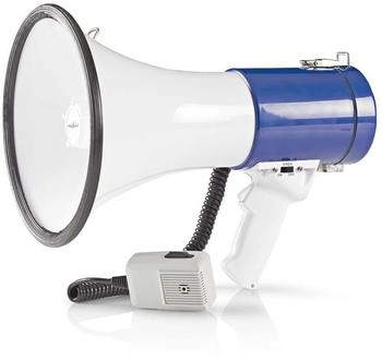 Nedis Megaphon 25 W mit abnehmbarem Mikrofon Reichweite 1500 m Weiß/Blau (MEPH200WT)
